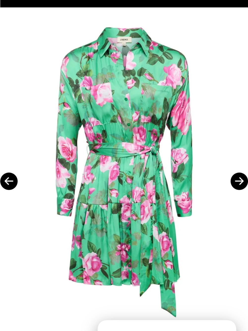 New L'AGENCE Virlen Tiered Satin Shirt Dress - Picture 2 of 16